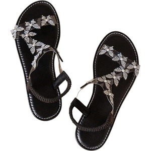 image:imageGORGLITTER Womens Butterfly Strappy Clear Glitter Ankle Sandals Dressy 2025 Cute Summer Wedding Bridal Flats SandalBlack