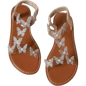 image:imageGORGLITTER Womens Butterfly Strappy Clear Glitter Ankle Sandals Dressy 2025 Cute Summer Wedding Bridal Flats SandalBrown