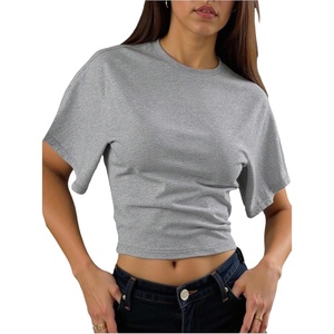 image:imageGORGLITTER Womens Cinched Waist Tops Dolman Sleeve Ruched Shirt Short Sleeve Crewneck Going Out Waist Length TopsLight Grey