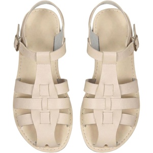image:imageGORGLITTER Womens Closed Toe Flats Sandals Dressy Huaraches Sandals Ankle Strap Mexicanos Slingback Vacation Work ShoesBeige