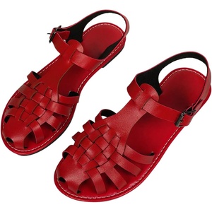 image:imageGORGLITTER Womens Closed Toe Flats Sandals Dressy Huaraches Sandals Ankle Strap Mexicanos Slingback Vacation Work ShoesRose Red