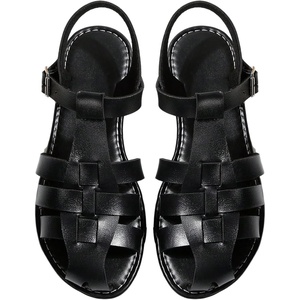 image:imageGORGLITTER Womens Closed Toe Flats Sandals Dressy Huaraches Sandals Ankle Strap Mexicanos Slingback Vacation Work ShoesSolid Black