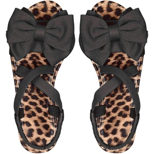 image:imageGORGLITTER Womens Cute Bow Tie Leopard Cheetah Print Flats Open Toe Ankle Strap Summer Dressy SandalsBlack