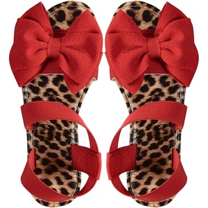 image:imageGORGLITTER Womens Cute Bow Tie Leopard Cheetah Print Flats Open Toe Ankle Strap Summer Dressy SandalsRed