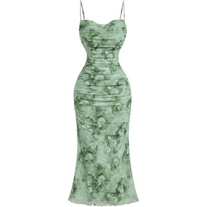 image:imageGORGLITTER Womens Floral Spring Summer Wedding Guest Dress Bridal Shower Cocktail Tea Party Beach Midi Sun Dress 2026Green