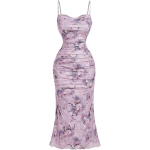 image:imageGORGLITTER Womens Floral Spring Summer Wedding Guest Dress Bridal Shower Cocktail Tea Party Beach Midi Sun Dress 2026Lilac Purple