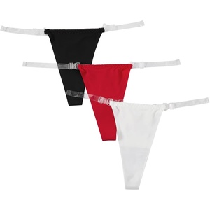 image:imageGORGLITTER Womens G String Thongs Sexy 3 Pack No Show Invisible Clear Strap Underwear Low Rise PantiesBlack White Red