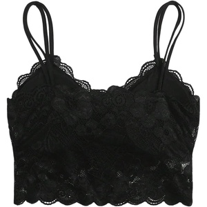 image:imageGORGLITTER Womens Lace Sheer Bralette Sexy See Through Rave Unlined Wireless BraSolid Black