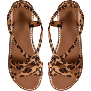 image:imageGORGLITTER Womens Leopard Strappy Flat Sandals Cheetah Ankle Strap Open Toe Summer Going Out Dressy Sandal 2026Multicolor