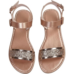 image:imageGORGLITTER Womens Metallic Sparkly Flat Sandals Dressy Summer Ankle Strap Open Toe Bridal Wedding Dress ShoesRose Gold