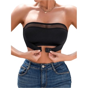 image:imageGORGLITTER Womens Strapless Bra Front Closure No Padding Comfort Wireless One Piece Backless Bandeau BraBlack
