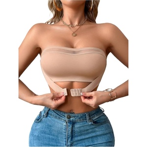 image:imageGORGLITTER Womens Strapless Bra Front Closure No Padding Comfort Wireless One Piece Backless Bandeau BraLight Brown