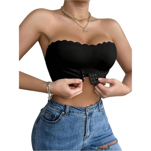 image:imageGORGLITTER Womens Strapless Bra Front Closure No Padding Comfort Wireless One Piece Backless Bandeau BraPlain Black