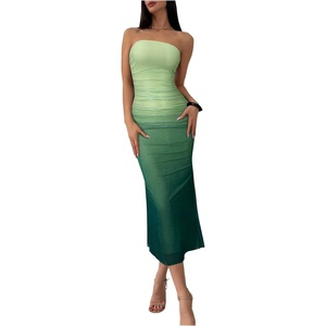 image:imageGORGLITTER Womens Strapless Mesh Dinner Cocktail Tube Maxi Dress Y2K Summer Wedding Guest Sunset Prom Beach SundressesGreen