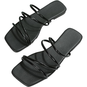 image:imageGORGLITTER Womens Strappy Flat Sandals Cute Dressy Open Toe Slip on Slide SandalsBlack