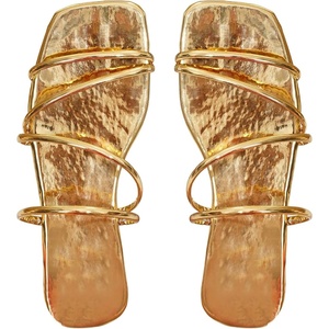 image:imageGORGLITTER Womens Strappy Flat Sandals Cute Dressy Open Toe Slip on Slide SandalsGold Strap