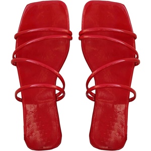 image:imageGORGLITTER Womens Strappy Flat Sandals Cute Dressy Open Toe Slip on Slide SandalsRed Strappy