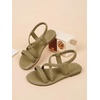 image:imageGORGLITTER Girls Sandals Dressy Ankle Strap Sandal Open Toe Bridal Slides Flats Summer Cute Vacation SandalsApricot Solid