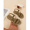 image:imageGORGLITTER Girls Sandals Dressy Ankle Strap Sandal Open Toe Bridal Slides Flats Summer Cute Vacation SandalsApricot Solid