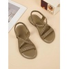 image:imageGORGLITTER Girls Sandals Dressy Ankle Strap Sandal Open Toe Bridal Slides Flats Summer Cute Vacation SandalsApricot Solid