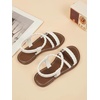 image:imageGORGLITTER Girls Sandals Dressy Ankle Strap Sandal Open Toe Bridal Slides Flats Summer Cute Vacation SandalsBeige White