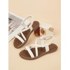 image:imageGORGLITTER Girls Sandals Dressy Ankle Strap Sandal Open Toe Bridal Slides Flats Summer Cute Vacation SandalsBeige White