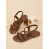 image:imageGORGLITTER Girls Sandals Dressy Ankle Strap Sandal Open Toe Bridal Slides Flats Summer Cute Vacation SandalsBrown B