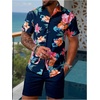 image:imageGORGLITTER Mens 2 Piece Vacation Beach Outfits Floral Button Down Shirt and Shorts Cruise Attire SetsBlue Floral