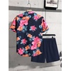 image:imageGORGLITTER Mens 2 Piece Vacation Beach Outfits Floral Button Down Shirt and Shorts Cruise Attire SetsBlue Floral