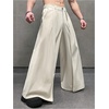 image:imageGORGLITTER Mens Baggy Wide Leg Dress Pants Pleated Work Suit Pants High Waisted Slacks Business Casual TrousersBeige