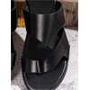 image:imageGORGLITTER Mens House Slippers Leather Slide 2025 Footwear Round Flip Flops Pu Slip on SandalsBlack