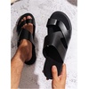 image:imageGORGLITTER Mens House Slippers Leather Slide 2025 Footwear Round Flip Flops Pu Slip on SandalsBlack