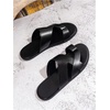image:imageGORGLITTER Mens House Slippers Leather Slide 2025 Footwear Round Flip Flops Pu Slip on SandalsBlack