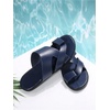 image:imageGORGLITTER Mens House Slippers Leather Slide 2025 Footwear Round Flip Flops Pu Slip on SandalsBlue
