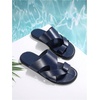 image:imageGORGLITTER Mens House Slippers Leather Slide 2025 Footwear Round Flip Flops Pu Slip on SandalsBlue