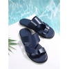 image:imageGORGLITTER Mens House Slippers Leather Slide 2025 Footwear Round Flip Flops Pu Slip on SandalsBlue