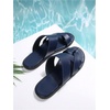 image:imageGORGLITTER Mens House Slippers Leather Slide 2025 Footwear Round Flip Flops Pu Slip on SandalsBlue