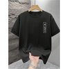 image:imageGORGLITTER Mens Japanese Letter Graphic Tee Top Oversized Short Sleeve Casual Aesthetic Print TShirtBlack Plum Blossom  Letter