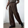 image:imageGORGLITTER Mens Pin Stripe Baggy Dress Pants Wide Leg Business Casual Work Pleated Slacks TrousersCoffee Brown
