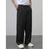 image:imageGORGLITTER Mens Pin Stripe Baggy Dress Pants Wide Leg Business Casual Work Pleated Slacks TrousersLight Black