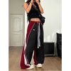 image:imageGORGLITTER Womens Baggy Track Pants Y2K Color Block Drawstring Barrel Parachute Pants High Waisted Streetwear PantBlack and Red