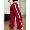 image:imageGORGLITTER Womens Baggy Track Pants Y2K Color Block Drawstring Barrel Parachute Pants High Waisted Streetwear PantBlack and Red