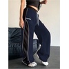 image:imageGORGLITTER Womens Baggy Track Pants Y2K Color Block Drawstring Barrel Parachute Pants High Waisted Streetwear PantBlue
