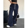 image:imageGORGLITTER Womens Baggy Track Pants Y2K Color Block Drawstring Barrel Parachute Pants High Waisted Streetwear PantBlue