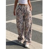 image:imageGORGLITTER Womens Camo Baggy Pants Oversized Wide Leg High Waisted Drawstring Streetwear Camouflage Track Sweat PantsGrey