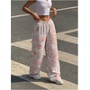 image:imageGORGLITTER Womens Camo Baggy Pants Oversized Wide Leg High Waisted Drawstring Streetwear Camouflage Track Sweat PantsLight Grey