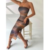 image:imageGORGLITTER Womens Floral Strapless Bodycon Wedding Guest Dress Vacation Summer Birthday Tropical Maxi Long Sun DressesBrown
