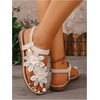 image:imageGORGLITTER Womens Flower Thongs Sandals With Ankle Strap Open Toe Trendy 2026 Summer Comfortable Wedding Beach SandalsSolid Apricot