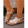 image:imageGORGLITTER Womens Flower Thongs Sandals With Ankle Strap Open Toe Trendy 2026 Summer Comfortable Wedding Beach SandalsSolid Apricot