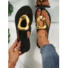 image:imageGORGLITTER Womens Gold Flip Flops Square Toe Summer Sandals 2026 Wedding Dressy Vacation Beach Slides ShoesBlack Metal Decor